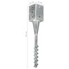 vidaXL Ground Spikes 2 pcs Silver 3.5x3.5x22.0" Galvanised Steel