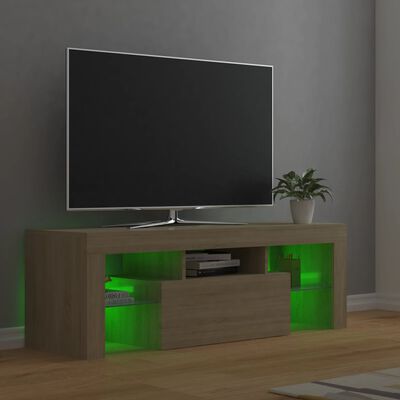 vidaXL TV Stand with LED Lights Sonoma Oak 47.2"x13.8"x15.7"