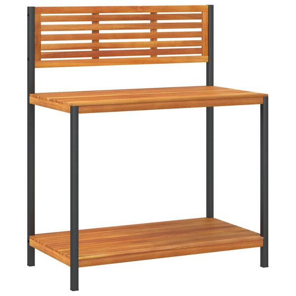 vidaXL Work Table Natural Wood and Black