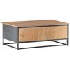 vidaXL Coffee Table Gray Solid Acacia wood, glass, powder-coated steel