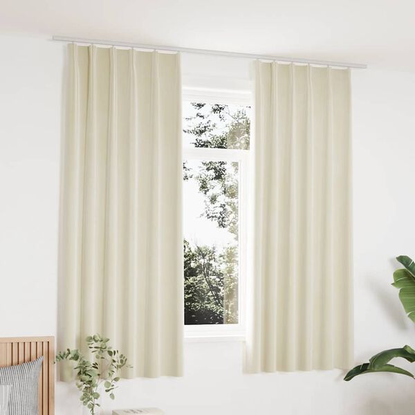 vidaXL Blackout Curtains 2 pcs with Hooks Velvet Cream 55.1x68.9"