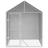 vidaXL Outdoor Dog Kennel Silver Galvanized steel Large