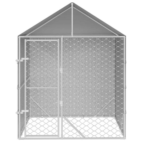 vidaXL Outdoor Dog Kennel Silver Galvanized steel Large