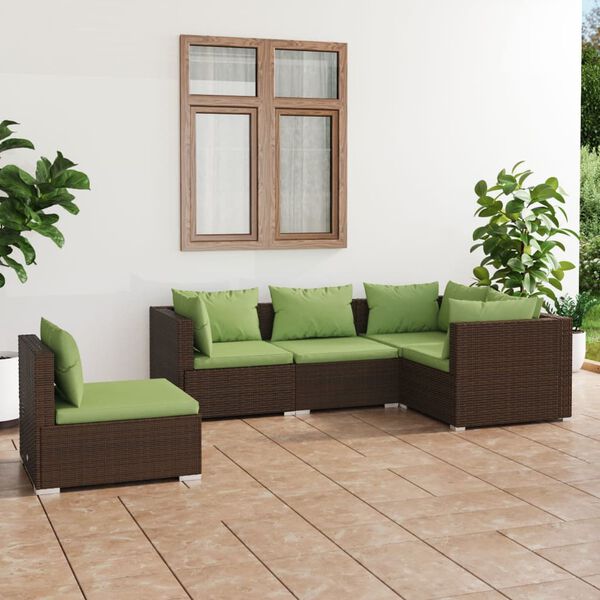 vidaXL Garden Lounge Set Brown and Green