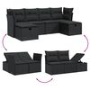 vidaXL Garden Sofa Set Black Poly Rattan, Powder-Coated Steel 6-piece set