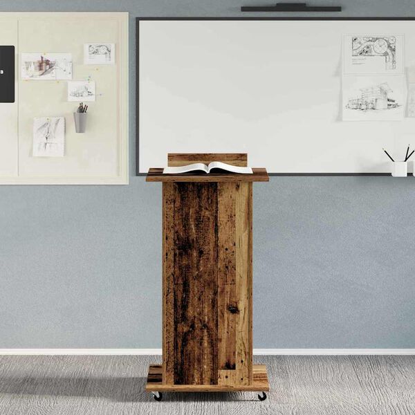 vidaXL Podium Old Wood 21.65 x 21.65 x 42.13 in Engineered Wood