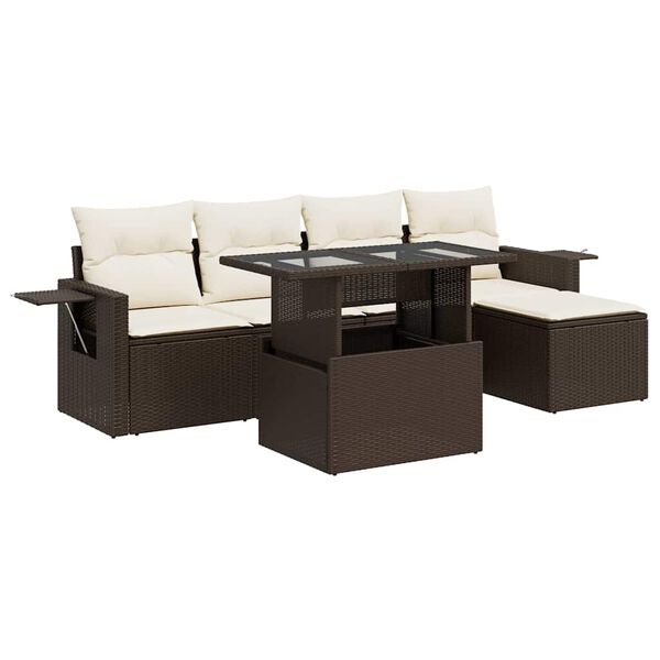 vidaXL Garden Sofa Set Brown, Cream White