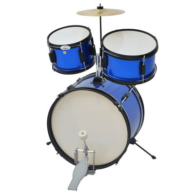 vidaXL Complete Drum Kit Powder-coated Steel Blue Junior