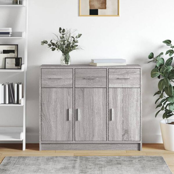vidaXL Sideboard Grey Sonoma Engineered Wood 35.8 x 11 x 29.5 in