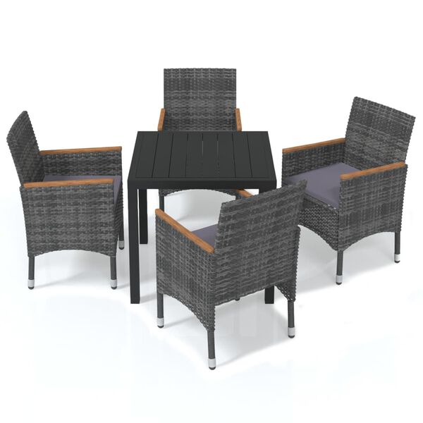 vidaXL Dining Set Gray, Dark Gray, Black, Natural Wood
