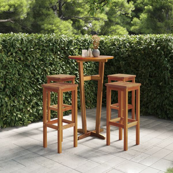 vidaXL Bar Stool Set of 4 Natural wood