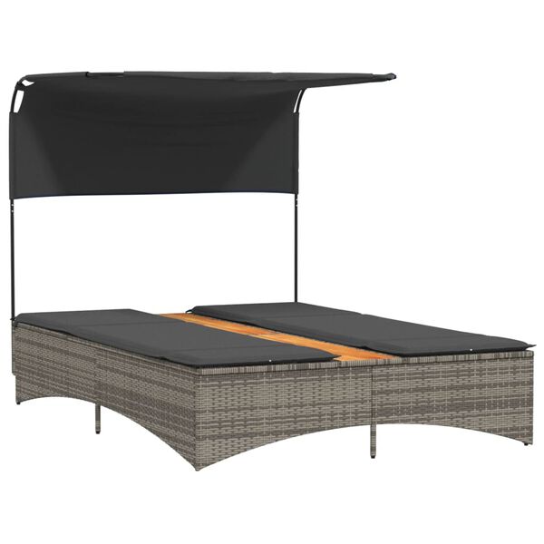 vidaXL Patio Double Sun Lounger Gray