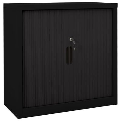 vidaXL Sliding Door Cabinet Black and White 35.4"x15.7"x35.4" Steel