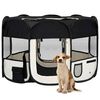 vidaXL Dog Playpen Black and cream Polyester and steel Medium Foldable
