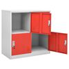 vidaXL Locker Cabinet Set of 5 Light grey and red Steel Medium