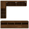 vidaXL 7 Piece TV Wall Stand Set with LED Lights Brown Oak