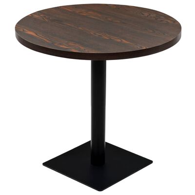 vidaXL Bistro Table MDF and Steel Round 31.5"x29.5" Dark Ash