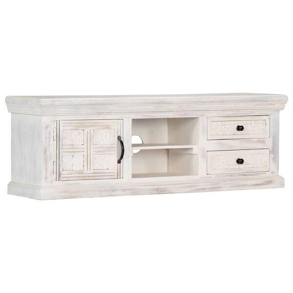 vidaXL TV Stand White Solid mango wood, engineered wood Medium TV Stand