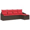 vidaXL Sofa Set with Cushion with Storage Brown Poly Rattan