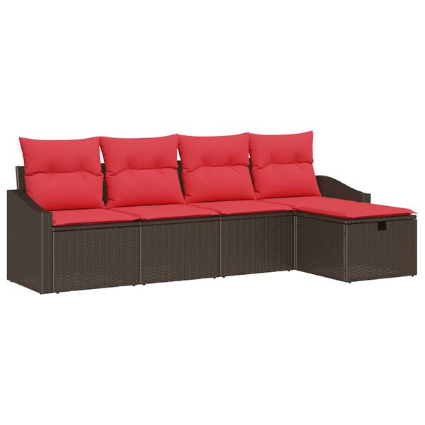 vidaXL Sofa Set with Cushion with Storage Brown Poly Rattan