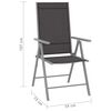 vidaXL Garden Chair Set of 2 Black and silver Aluminum, Textilene