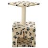 vidaXL Cat Tree Beige with black paw prints