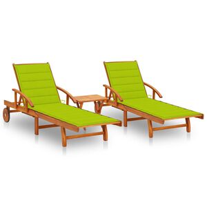 vidaXL Sun Lounger Bright green cushions