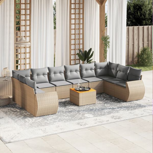 vidaXL Garden Sofa Set Beige and Light Grey
