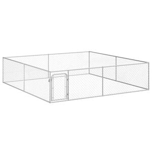 vidaXL Dog Kennel Silver Galvanized Steel Large Dog Kennel Rectangular