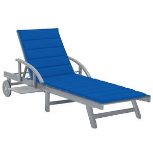 vidaXL Sunlounger Grey Solid acacia wood Standard Adjustable Armrests
