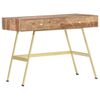 vidaXL Writing Desk Natural and brass Solid Acacia wood