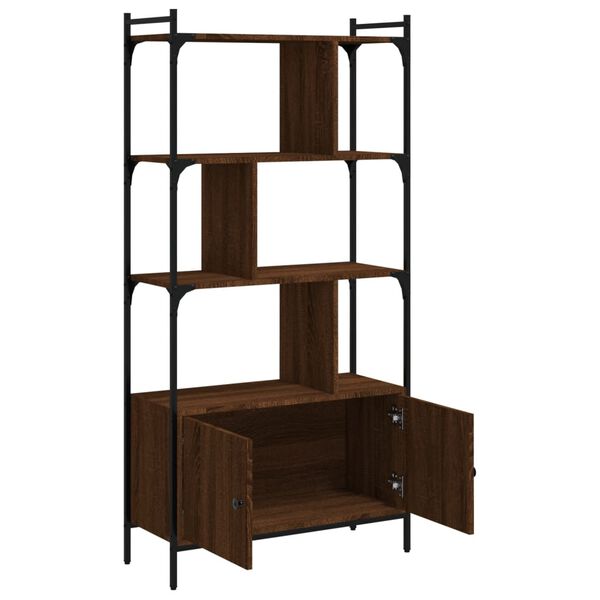 vidaXL Bookcase Brown Oak Engineered wood and steel Tall Bookcase