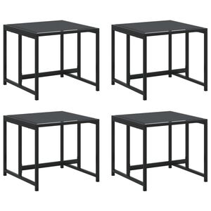vidaXL Garden Stool Set of 4 Black Textilene fabric, Powder-Coated Steel