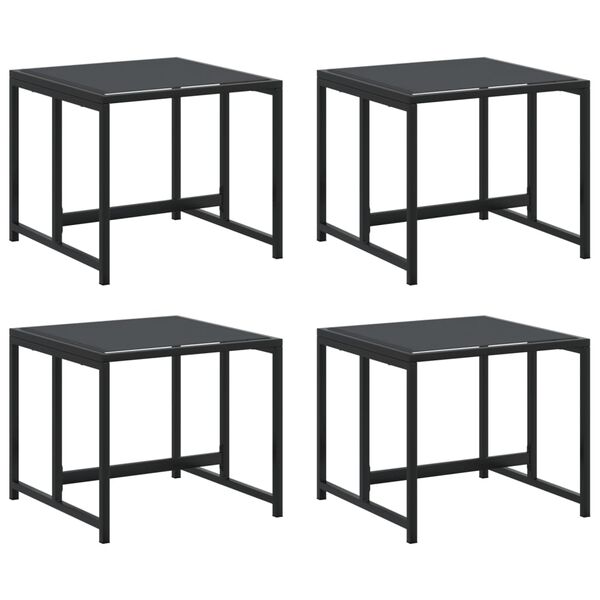 vidaXL Garden Stool Set of 4 Black Textilene fabric, Powder-Coated Steel