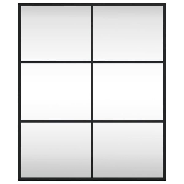 vidaXL Wall Mirror Black Glass and Powder-Coated Iron 19.7x23.6 in Tough