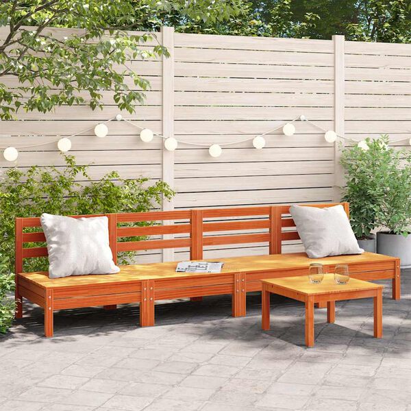 vidaXL Garden Sofa Set of 4 Wax brown Solid pine wood Standard Modular