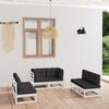 vidaXL Garden Lounge Set White Solid pinewood, fabric (100% polyester)