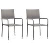 vidaXL Garden Dining Chair Set of 2 Grey PE rattan, steel