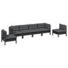 vidaXL Garden Lounge Set Black Solid pine wood, fabric (100% polyester)
