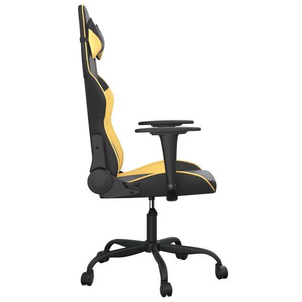 vidaXL Gaming Chair Black and Gold Faux Leather, Metal, Plywood Large
