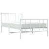 vidaXL Bed Frame White Powder-Coated Steel Twin Bed Frame Rectangular