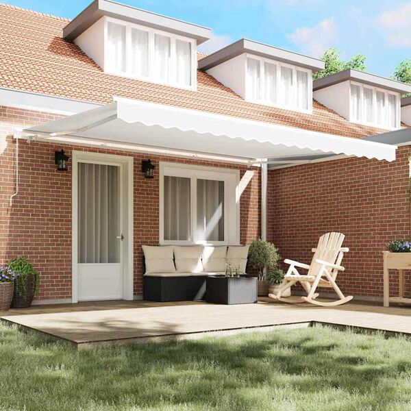 vidaXL Awning Retractable White 177.17" x 137.80" Polyester and metal