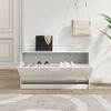 vidaXL Shoe Bench Glossy White Engineered Wood, Aluminum Medium