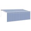 vidaXL Retractable Awning Manual Blue and white 137.8" x 78.7