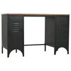 vidaXL Double Pedestal Desk Black and natural wood Solid Firwood and Steel