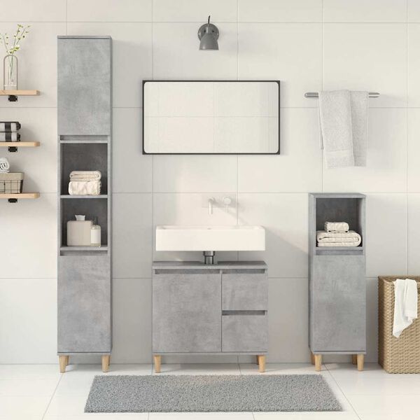 vidaXL Bathroom Furniture Set Concrete Grey