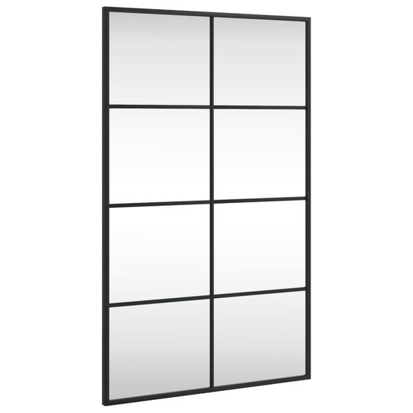 vidaXL Wall Mirror Black Glass, Powder-coated iron 19.7 x 31.5 in