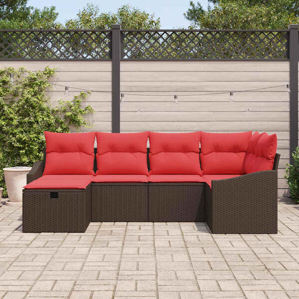 vidaXL Sofa Set with Cushion with Storage 6 pcs Brown Poly Rattan