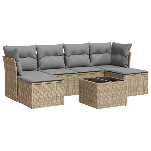 vidaXL Garden Sofa Set Beige, Light grey PE Rattan Medium