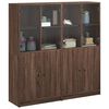 vidaXL Bookcase Brown Oak Engineered Wood Medium Doors Bookcase